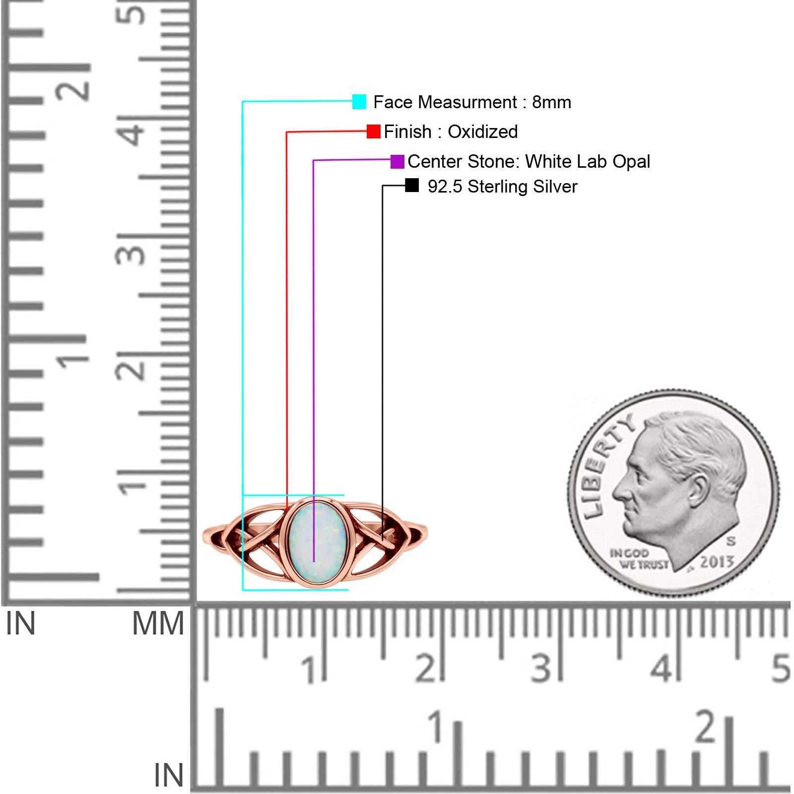 Oval Art Deco Celtic Band Petite Dainty Thumb Ring Lab Created Opal Statement Fashion Ring 925 Sterling Silver