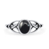 Oval Art Deco Celtic Band Petite Dainty Thumb Ring Lab Created Opal Statement Fashion Ring 925 Sterling Silver