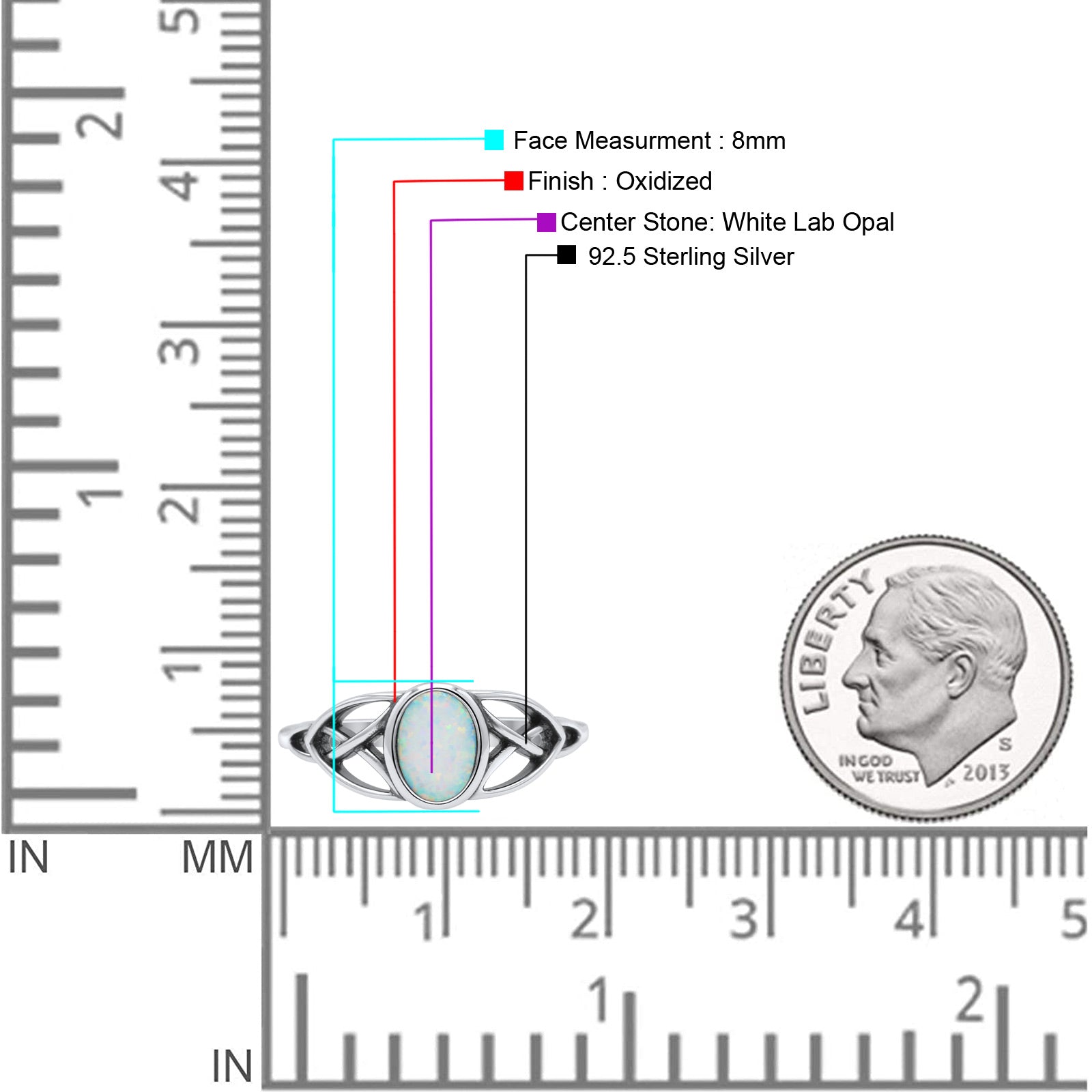 Oval Art Deco Celtic Band Petite Dainty Thumb Ring Lab Created Opal Statement Fashion Ring 925 Sterling Silver