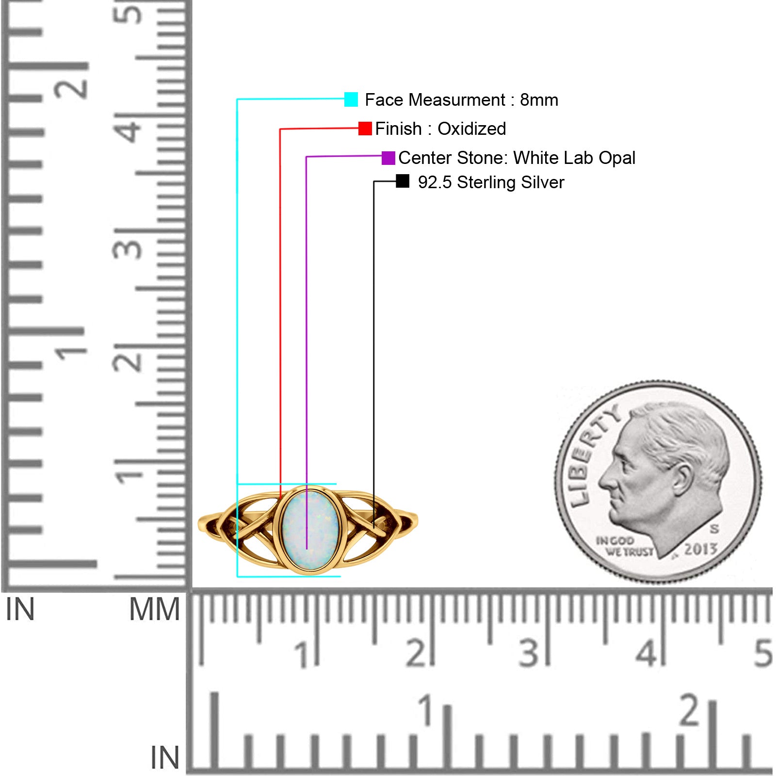 Oval Art Deco Celtic Band Petite Dainty Thumb Ring Lab Created Opal Statement Fashion Ring 925 Sterling Silver