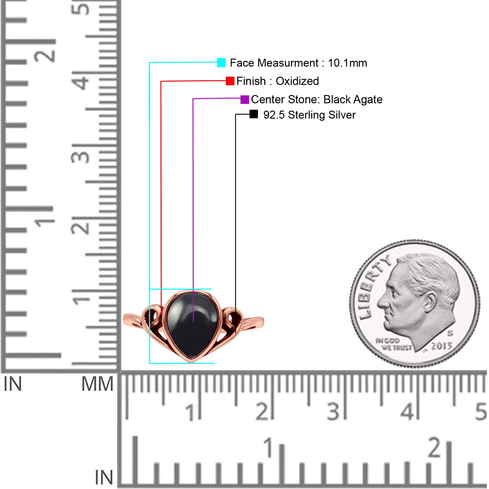 Pear Statement Fashion Vintage Style Thumb Ring Lab Created Opal Oxidized 925 Sterling Silver