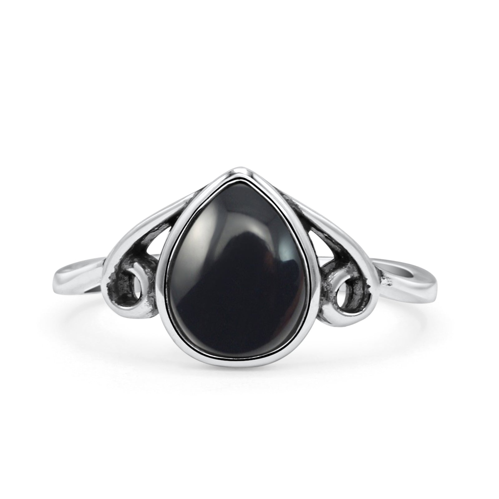 Pear Statement Fashion Vintage Style Thumb Ring Lab Created Opal Oxidized 925 Sterling Silver