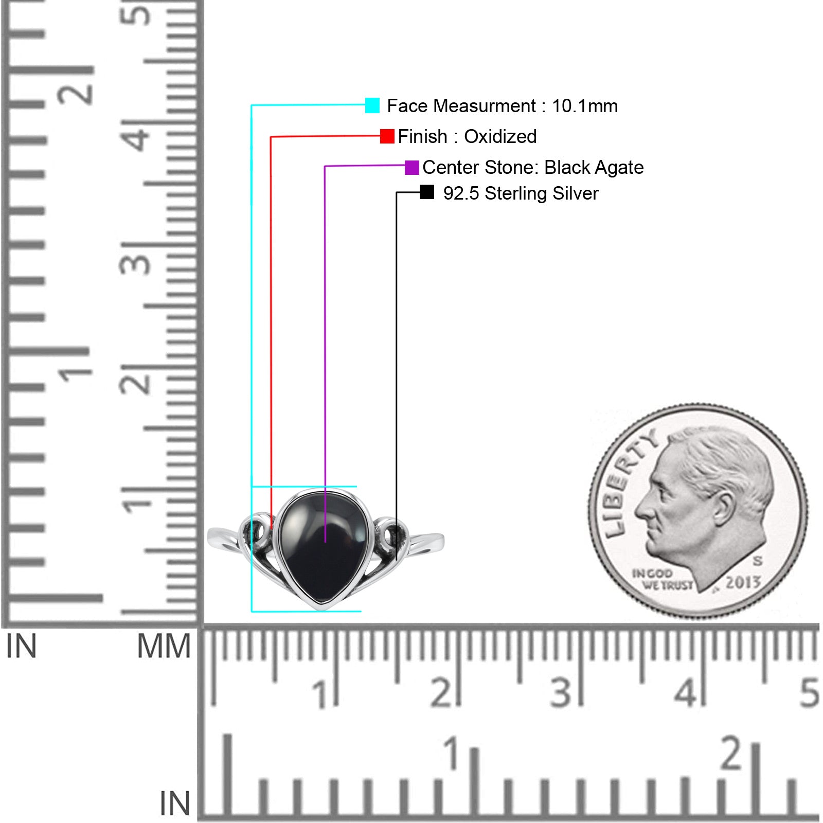 Pear Statement Fashion Vintage Style Thumb Ring Lab Created Opal Oxidized 925 Sterling Silver
