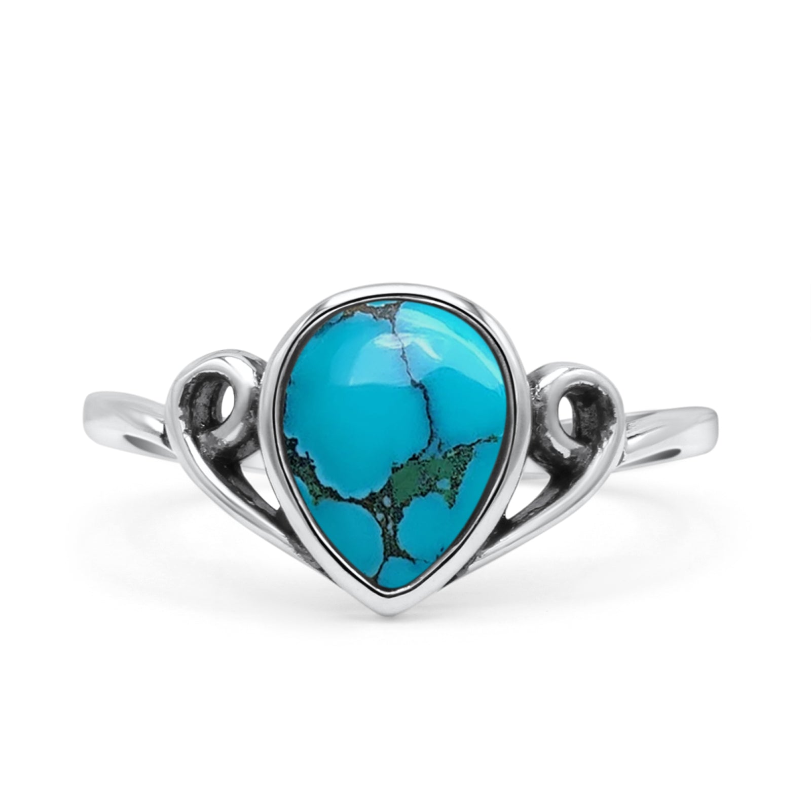 Pear Statement Fashion Vintage Style Thumb Ring Lab Created Opal Oxidized 925 Sterling Silver