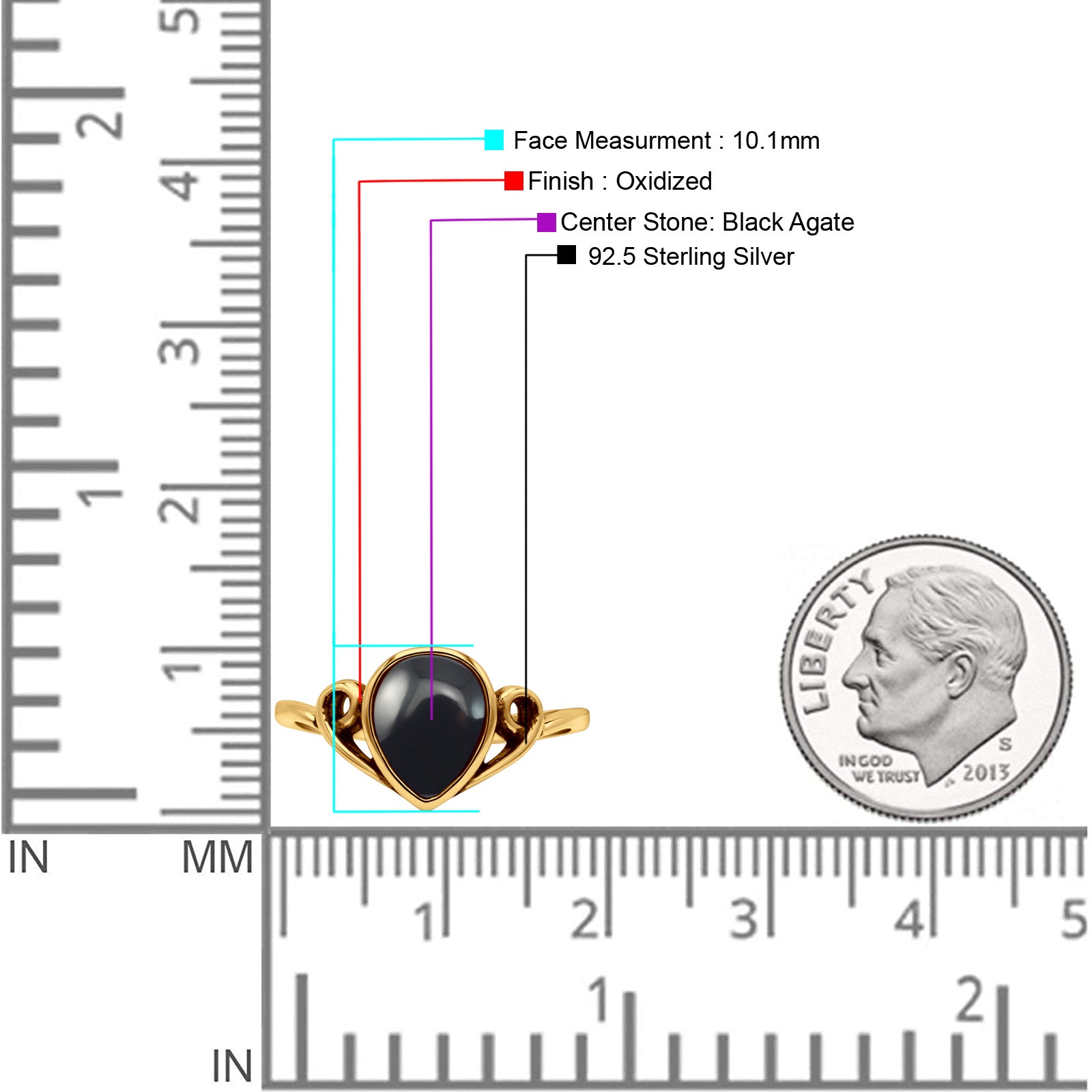 Pear Statement Fashion Vintage Style Thumb Ring Lab Created Opal Oxidized 925 Sterling Silver