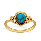 Pear Statement Fashion Vintage Style Thumb Ring Lab Created Opal Oxidized 925 Sterling Silver