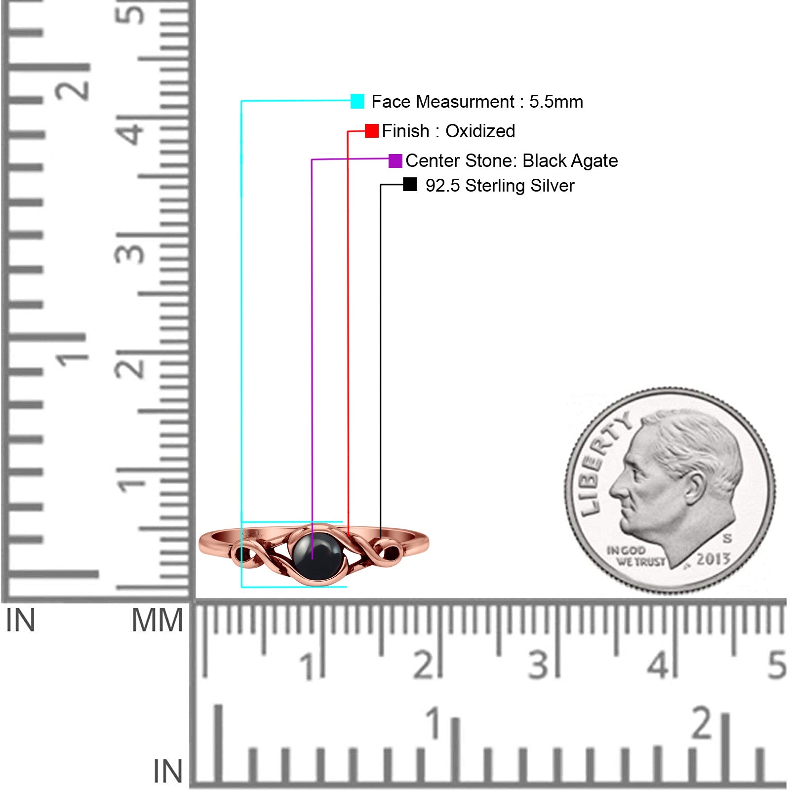 Infinity Promise Thumb Ring Round Oxidized Fashion Statement Ring Band Lab Created Opal 925 Sterling Silver