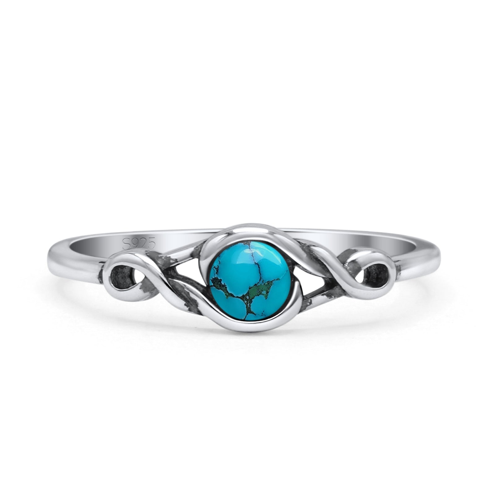Infinity Promise Thumb Ring Round Oxidized Fashion Statement Ring Band Lab Created Opal 925 Sterling Silver