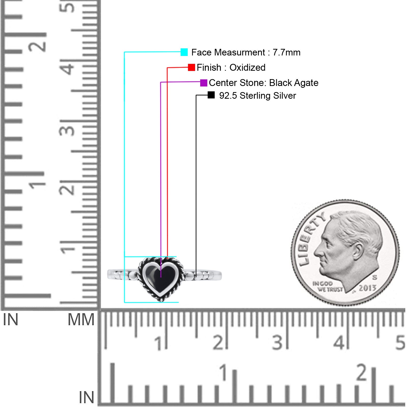 Heart Statement Fashion Petite Dainty Thumb Ring Lab Created Opal Oxidized Solid 925 Sterling Silver