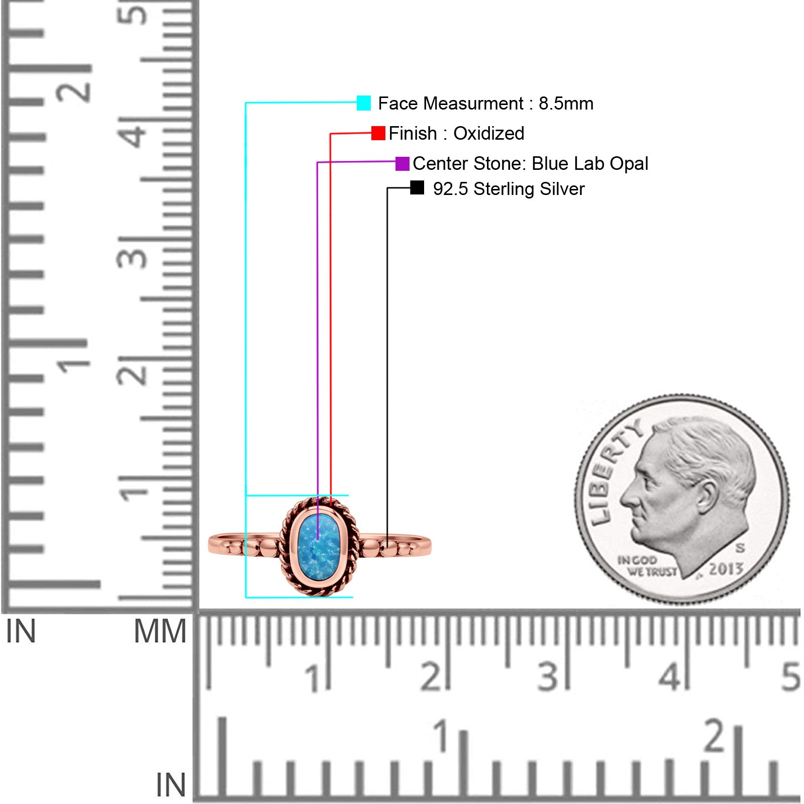 Oval Statement Fashion Petite Dainty Thumb Ring Lab Created Opal Oxidized Solid 925 Sterling Silver