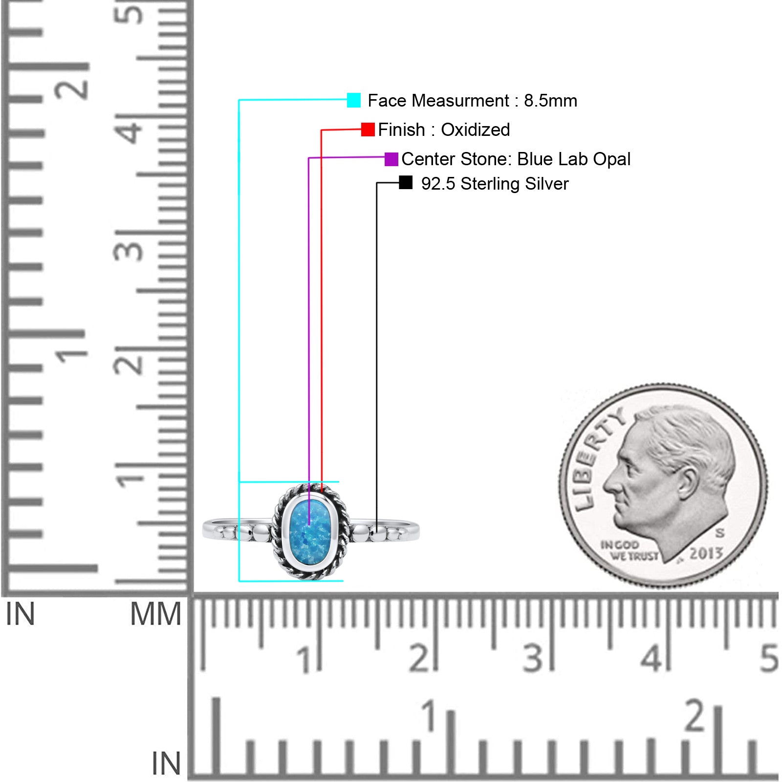 Oval Statement Fashion Petite Dainty Thumb Ring Lab Created Opal Oxidized Solid 925 Sterling Silver