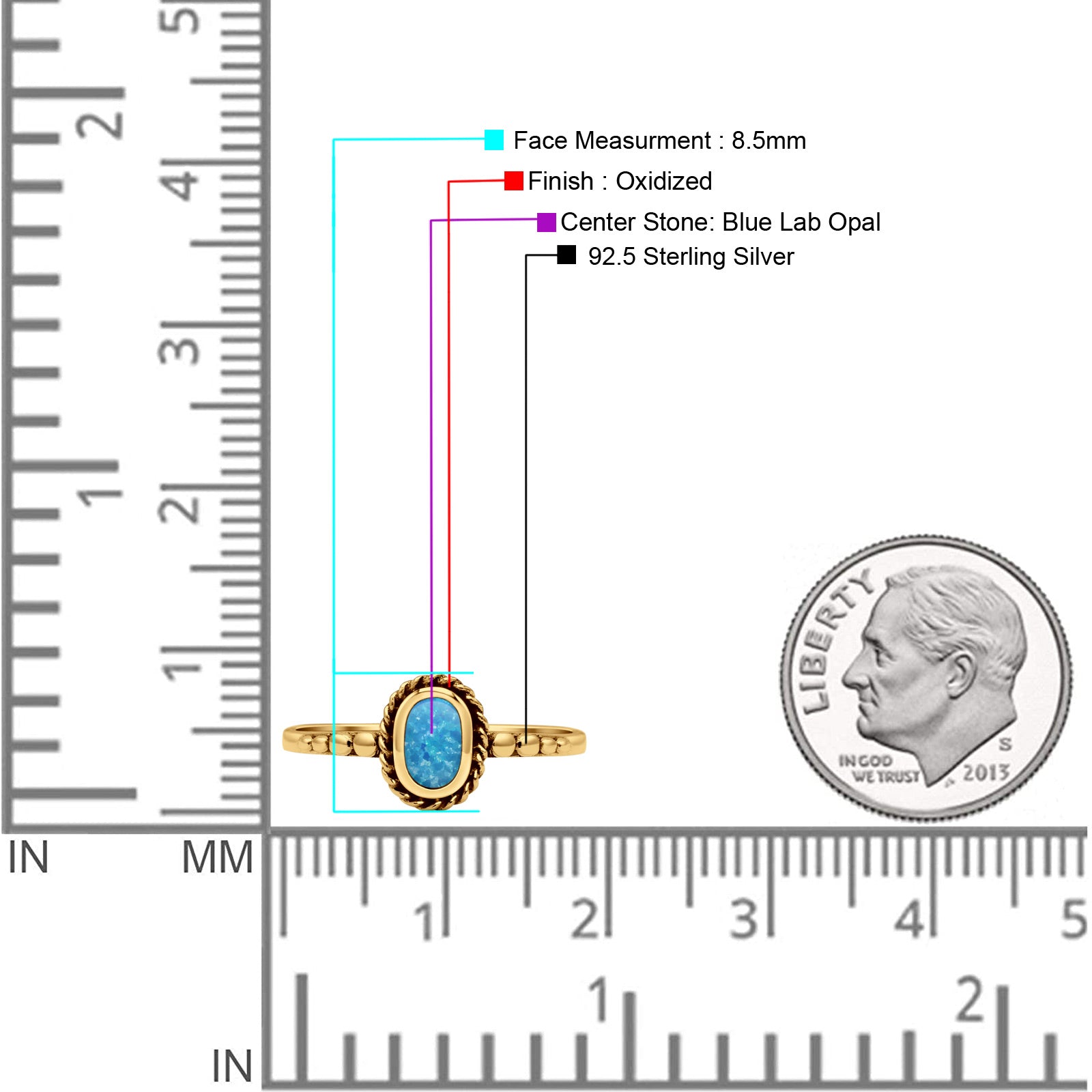 Oval Statement Fashion Petite Dainty Thumb Ring Lab Created Opal Oxidized Solid 925 Sterling Silver