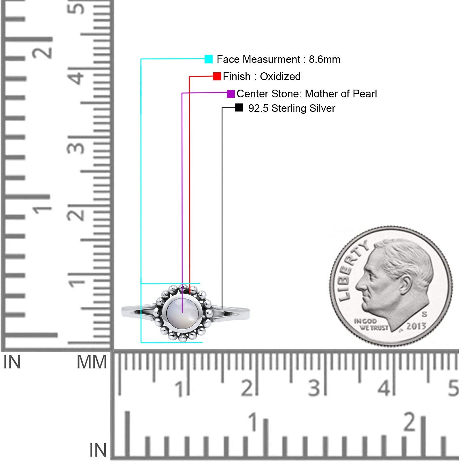 Beaded Flower Vintage Style Round Oxidized Statement Fashion Thumb Ring Lab Created Opal 925 Sterling Silver