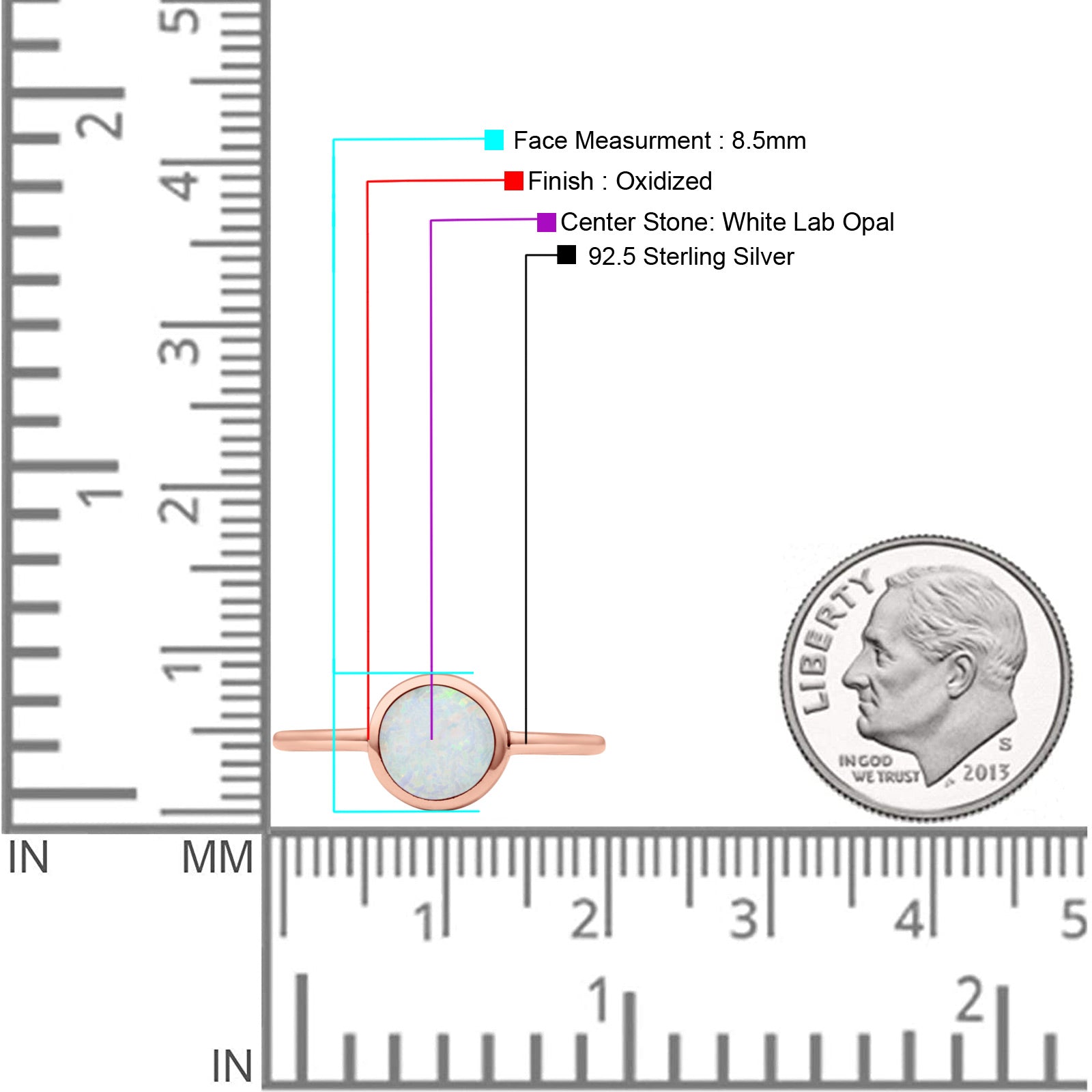 Oxidized Statement Fashion Round Petite Dainty Thumb Ring Lab Created Opal Solid 925 Sterling Silver