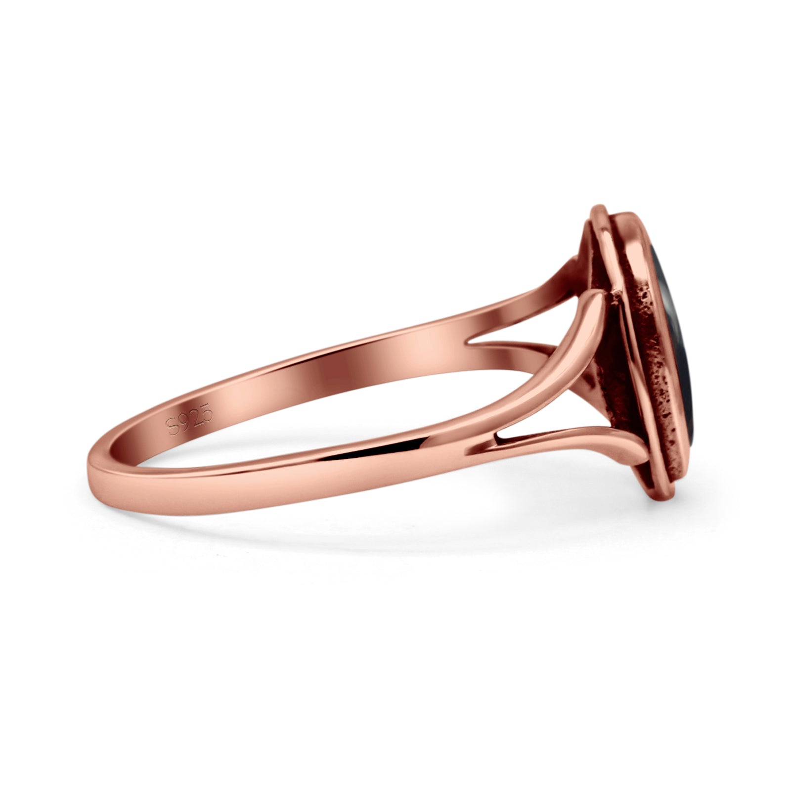 Oval Statement Fashion Thumb Ring Lab Created Opal Oxidized Solid 925 Sterling Silver