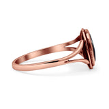 Oval Statement Fashion Thumb Ring Lab Created Opal Oxidized Solid 925 Sterling Silver