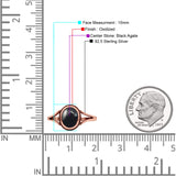 Oval Statement Fashion Thumb Ring Lab Created Opal Oxidized Solid 925 Sterling Silver