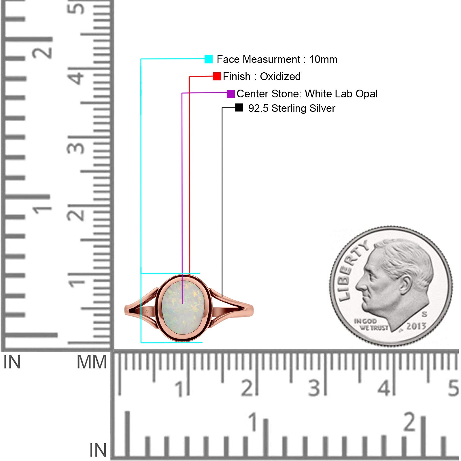 Oval Statement Fashion Thumb Ring Lab Created Opal Oxidized Solid 925 Sterling Silver