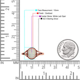 Oval Statement Fashion Thumb Ring Lab Created Opal Oxidized Solid 925 Sterling Silver