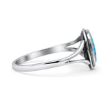 Oval Statement Fashion Thumb Ring Lab Created Opal Oxidized Solid 925 Sterling Silver