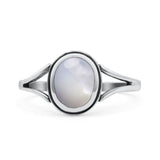 Oval Statement Fashion Thumb Ring Lab Created Opal Oxidized Solid 925 Sterling Silver