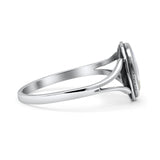 Oval Statement Fashion Thumb Ring Lab Created Opal Oxidized Solid 925 Sterling Silver