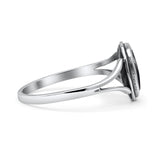 Oval Statement Fashion Thumb Ring Lab Created Opal Oxidized Solid 925 Sterling Silver