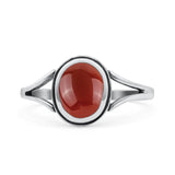 Oval Statement Fashion Thumb Ring Lab Created Opal Oxidized Solid 925 Sterling Silver