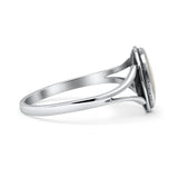 Oval Statement Fashion Thumb Ring Lab Created Opal Oxidized Solid 925 Sterling Silver