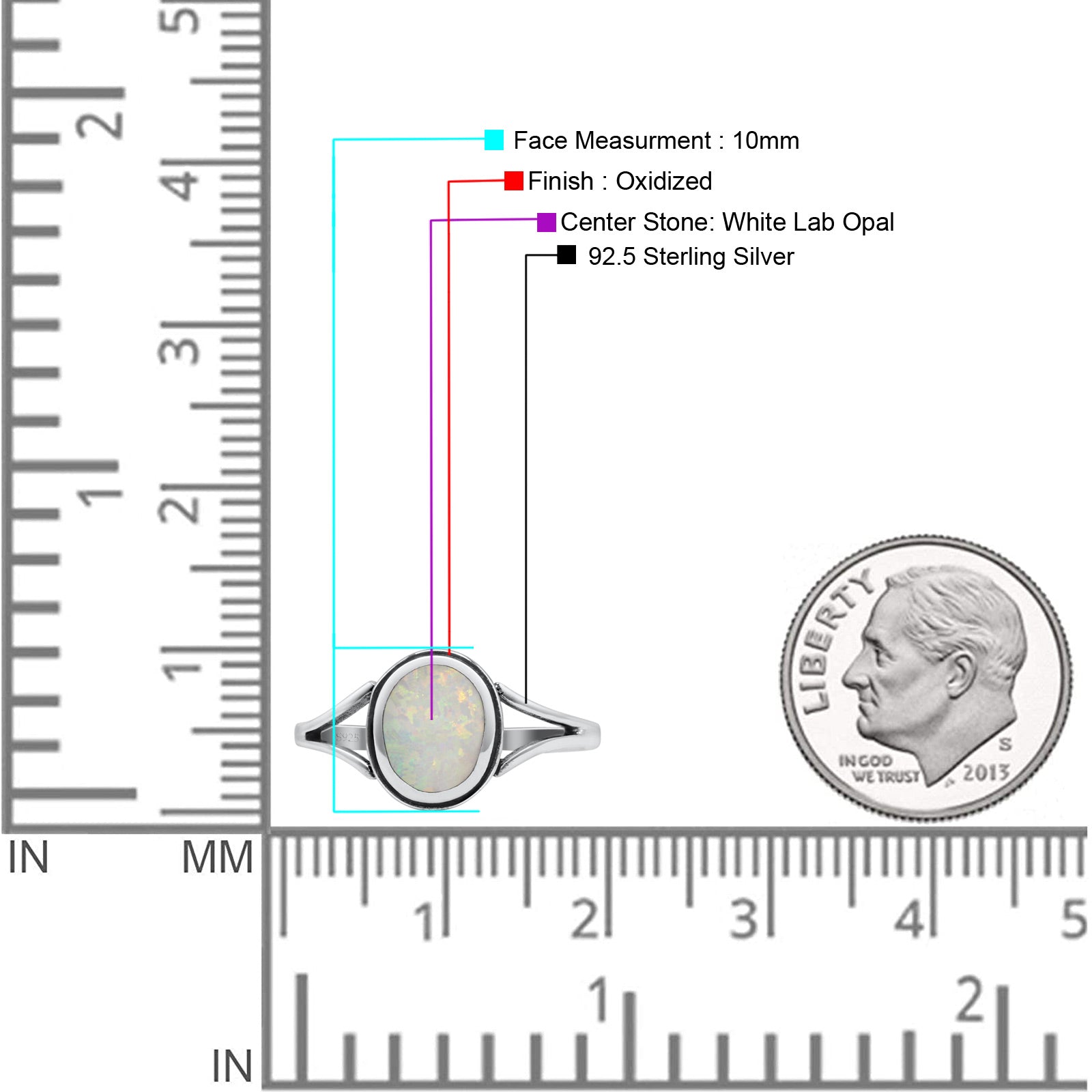 Oval Statement Fashion Thumb Ring Lab Created Opal Oxidized Solid 925 Sterling Silver