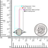 Oval Statement Fashion Thumb Ring Lab Created Opal Oxidized Solid 925 Sterling Silver