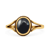 Oval Statement Fashion Thumb Ring Lab Created Opal Oxidized Solid 925 Sterling Silver