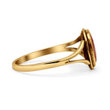 Oval Statement Fashion Thumb Ring Lab Created Opal Oxidized Solid 925 Sterling Silver