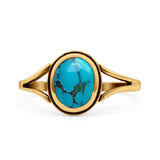 Oval Statement Fashion Thumb Ring Lab Created Opal Oxidized Solid 925 Sterling Silver