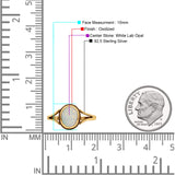 Oval Statement Fashion Thumb Ring Lab Created Opal Oxidized Solid 925 Sterling Silver