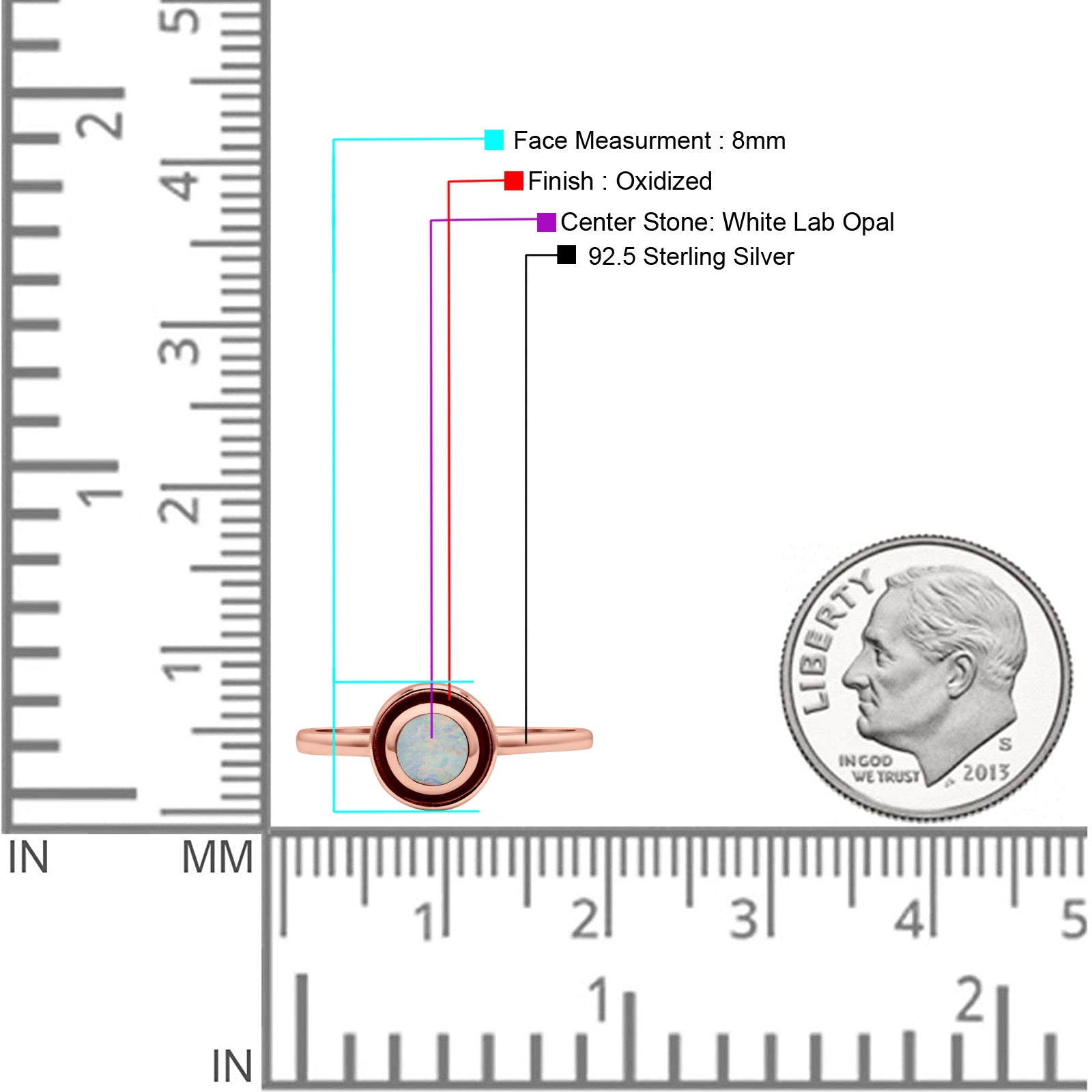 Round Thumb Ring Statement Fashion Ring Oxidized Lab Created Opal Solid 925 Sterling Silver