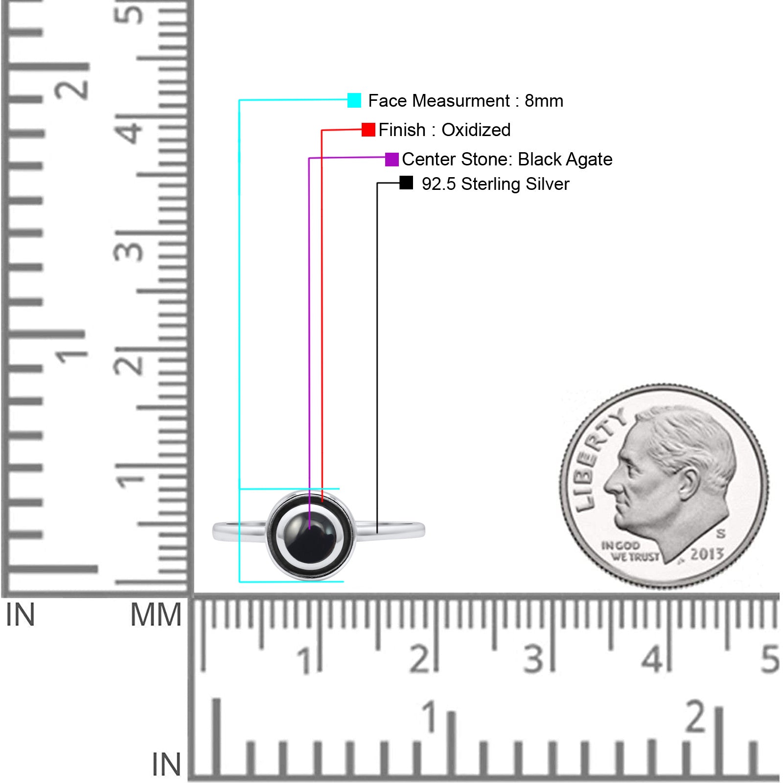 Round Thumb Ring Statement Fashion Ring Oxidized Lab Created Opal Solid 925 Sterling Silver