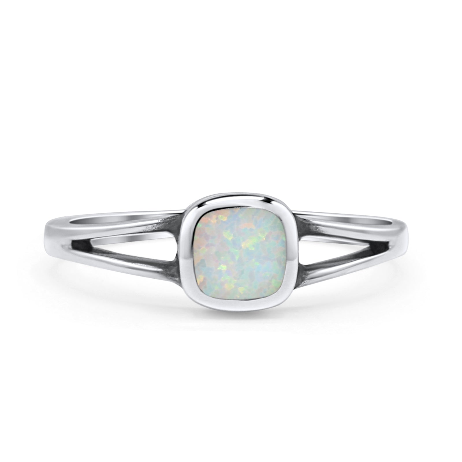 Split Shank Cushion Cut Statement Fashion Petite Dainty Thumb Ring Lab Created Opal Oxidized 925 Sterling Silver