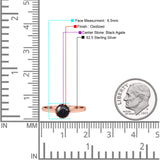 Solitaire Flower Round Oxidized Statement Fashion Thumb Ring Lab Created Opal 925 Sterling Silver