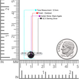 Solitaire Flower Round Oxidized Statement Fashion Thumb Ring Lab Created Opal 925 Sterling Silver