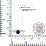 Solitaire Flower Round Oxidized Statement Fashion Thumb Ring Lab Created Opal 925 Sterling Silver