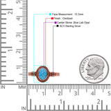 Oxidized Petite Oval Lab Created Opal Ring 925 Sterling Silver