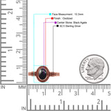 Oxidized Petite Oval Lab Created Opal Ring 925 Sterling Silver