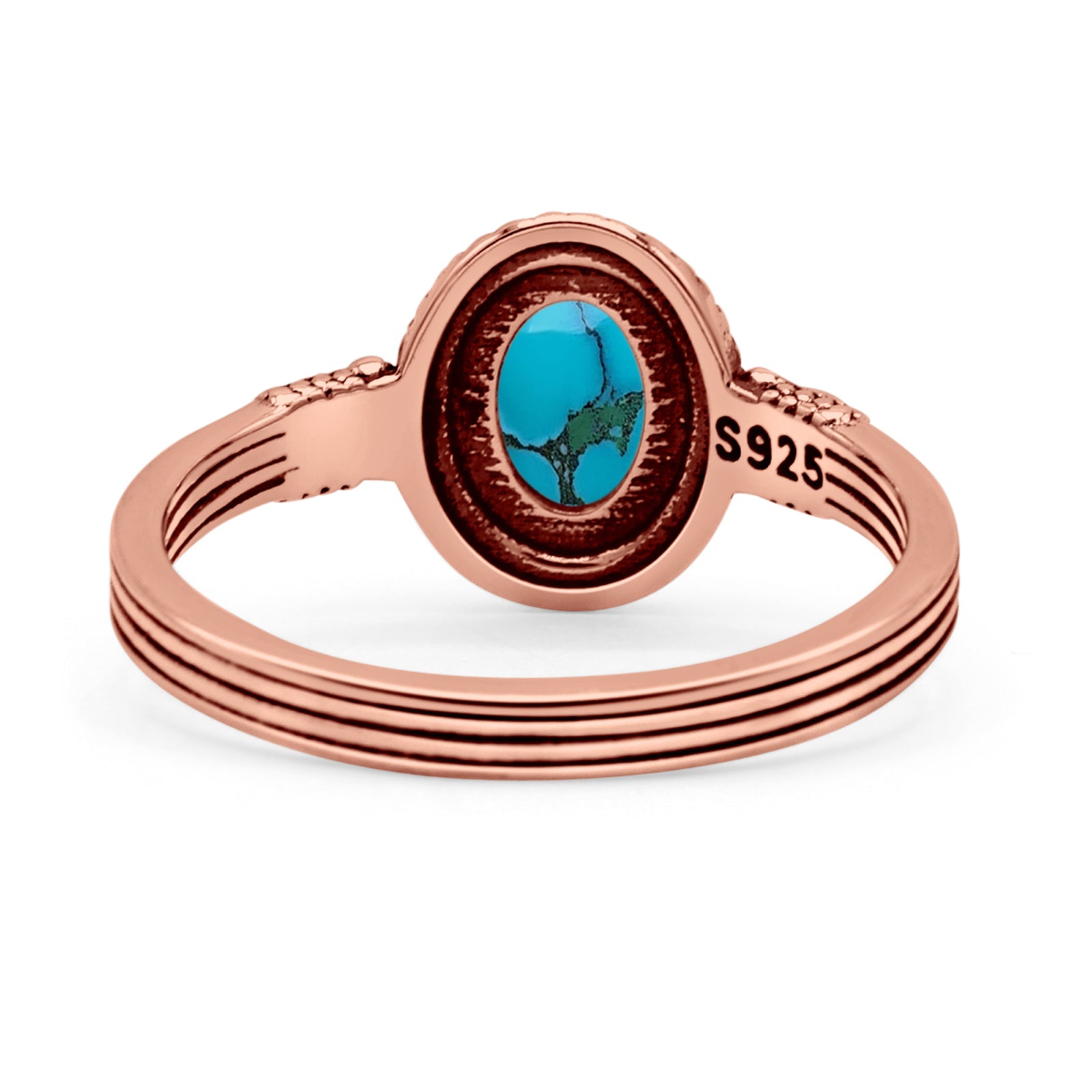 Oxidized Petite Oval Lab Created Opal Ring 925 Sterling Silver