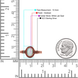 Oxidized Petite Oval Lab Created Opal Ring 925 Sterling Silver