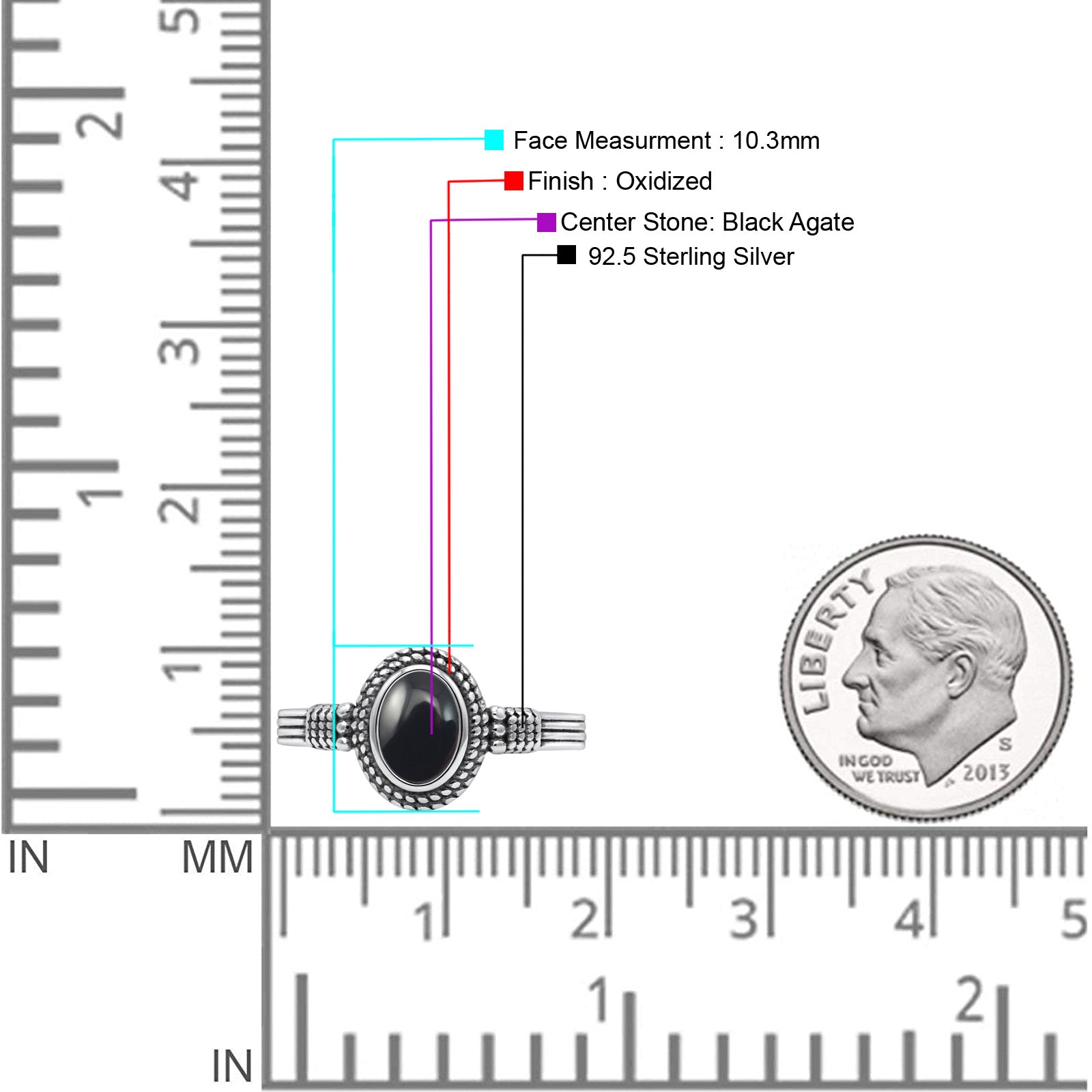 Oxidized Petite Oval Lab Created Opal Ring 925 Sterling Silver