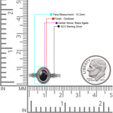 Oxidized Petite Oval Lab Created Opal Ring 925 Sterling Silver