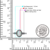 Oxidized Petite Oval Lab Created Opal Ring 925 Sterling Silver
