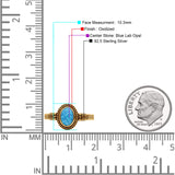 Oxidized Petite Oval Lab Created Opal Ring 925 Sterling Silver