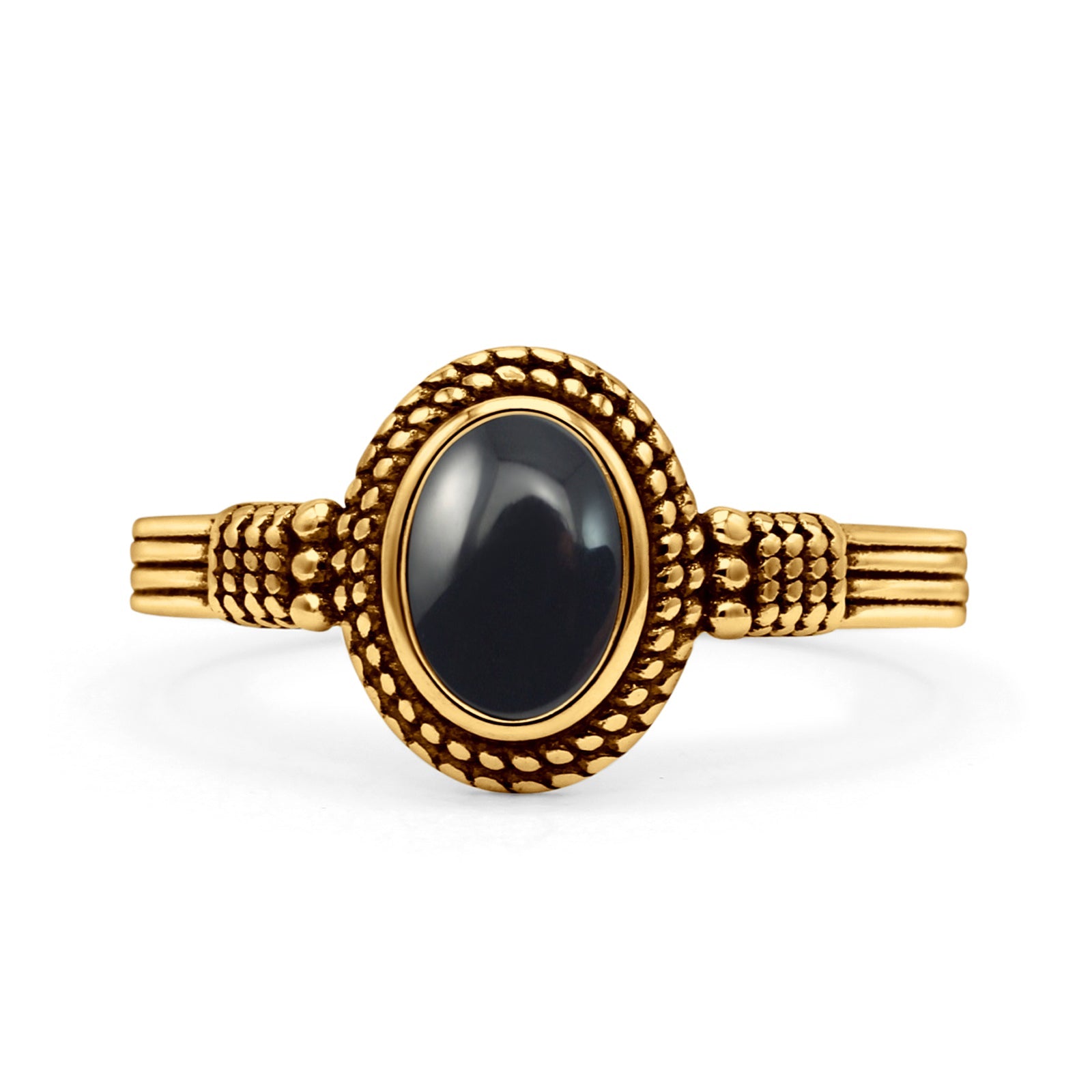 Oxidized Petite Oval Lab Created Opal Ring 925 Sterling Silver